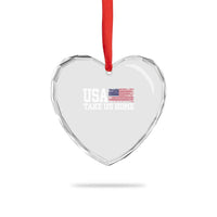 Patriotic USA Soccer Fan Heart Crystal Glass Ornament Take Us Home Game Day
