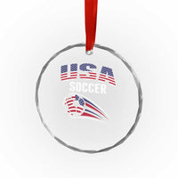 Patriotic USA Soccer Stars and Stripes Graphic Crystal Glass Ornament American Football Fan Game Day Spirit