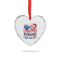 Patriotic USA Sunglasses Christmas In July Graphic Heart Crystal Glass Ornament