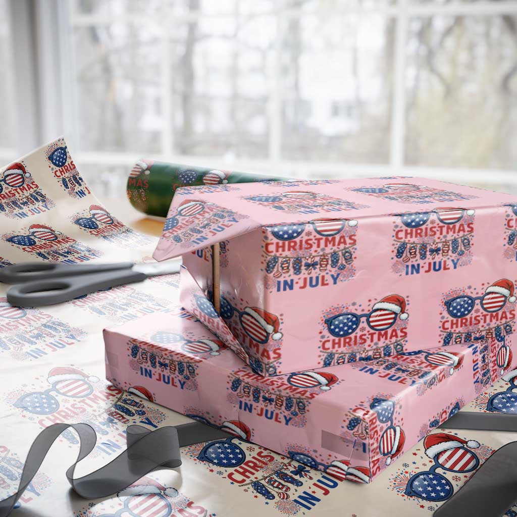 Patriotic USA Sunglasses Christmas In July Graphic Wrapping Paper Roll