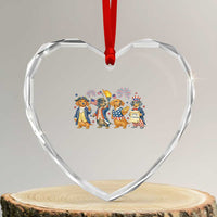 Patriotic Wiener Dog 250th Anniversary Heart Crystal Glass Ornament Dachshund Lover Gift