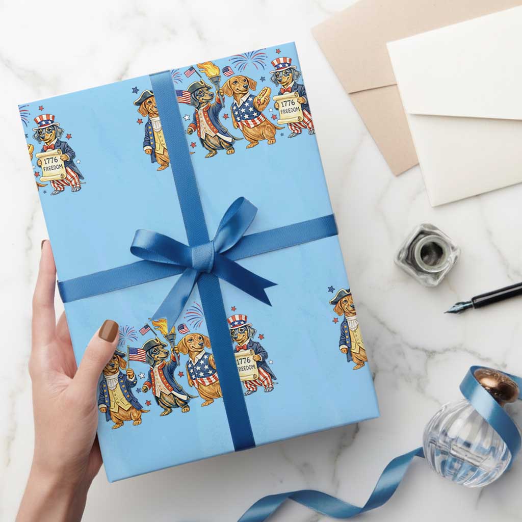 Patriotic Wiener Dog 250th Anniversary Wrapping Paper Roll Dachshund Lover Gift