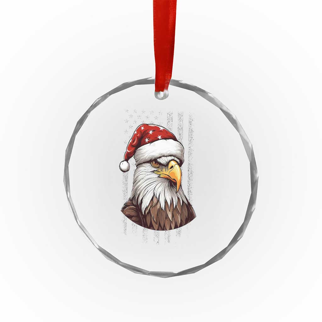 Patriotic Xmas Crystal Glass Ornament Santa Bald Eagle USA Flag Xmas TS09