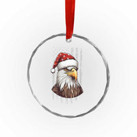 Patriotic Xmas Crystal Glass Ornament Santa Bald Eagle USA Flag Xmas TS09