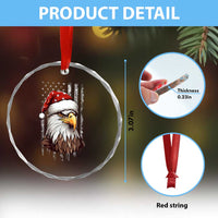 Patriotic Xmas Crystal Glass Ornament Santa Bald Eagle USA Flag Xmas TS09