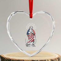 Patroness of the USA Virgin Mary Graphic Heart Crystal Glass Ornament Patriotic American Flag Catholic Faith