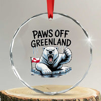 Paws Off Greenland Crystal Glass Ornament Resist Polar Bear Political Satire