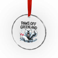 Paws Off Greenland Crystal Glass Ornament Resist Polar Bear Political Satire