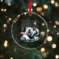 Paws Off Greenland Crystal Glass Ornament Resist Polar Bear Political Satire
