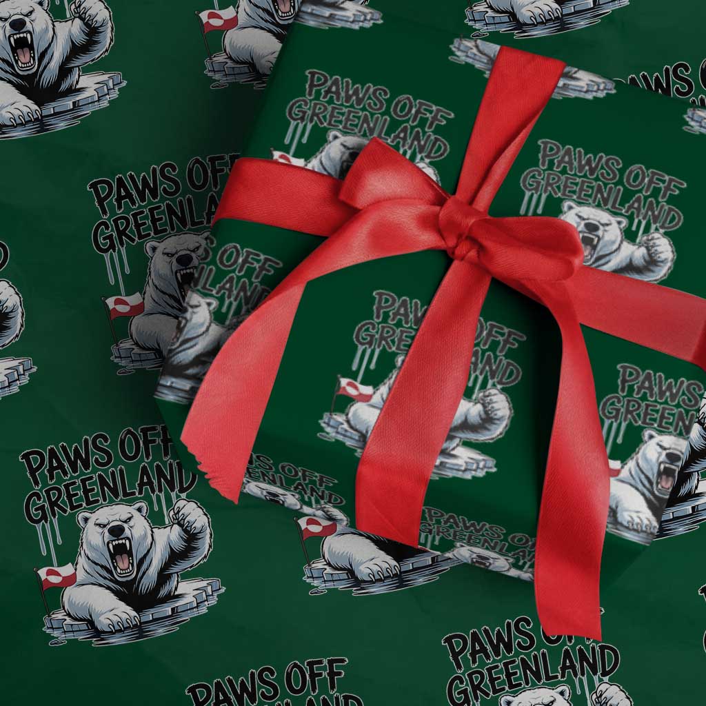Paws Off Greenland Wrapping Paper Roll Resist Polar Bear Political Satire