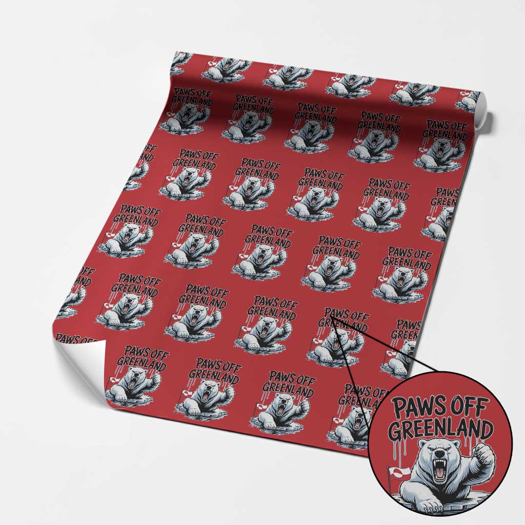 Paws Off Greenland Wrapping Paper Roll Resist Polar Bear Political Satire