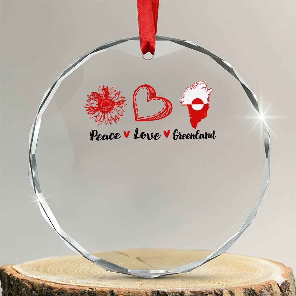 Peace Love Greenland Crystal Glass Ornament Sunflower Flag Stand With Greenland
