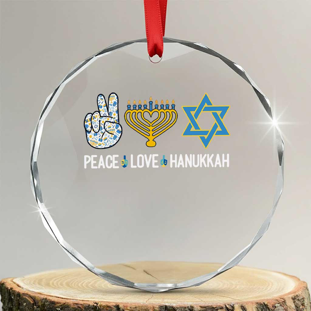 Peace Love Hanukkah Crystal Glass Ornament Retro Chanukah Jewish Menorah Star of David TS02