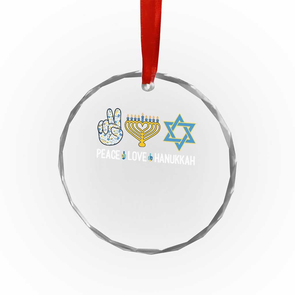 Peace Love Hanukkah Crystal Glass Ornament Retro Chanukah Jewish Menorah Star of David TS02