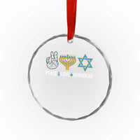 Peace Love Hanukkah Crystal Glass Ornament Retro Chanukah Jewish Menorah Star of David TS02