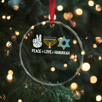 Peace Love Hanukkah Crystal Glass Ornament Retro Chanukah Jewish Menorah Star of David TS02