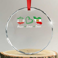 Peace Love Iran Crystal Glass Ornament Sunflower Flag