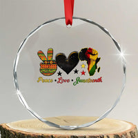 Peace Love Juneteenth Crystal Glass Ornament 1865 Heart Kente Peace Sign Africa Fist - Wonder Print Shop