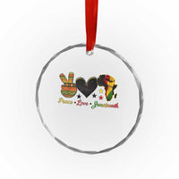 Peace Love Juneteenth Crystal Glass Ornament 1865 Heart Kente Peace Sign Africa Fist - Wonder Print Shop