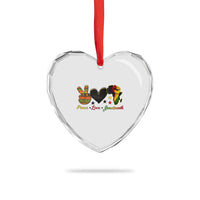 Peace Love Juneteenth Heart Crystal Glass Ornament 1865 Heart Kente Peace Sign Africa Fist - Wonder Print Shop