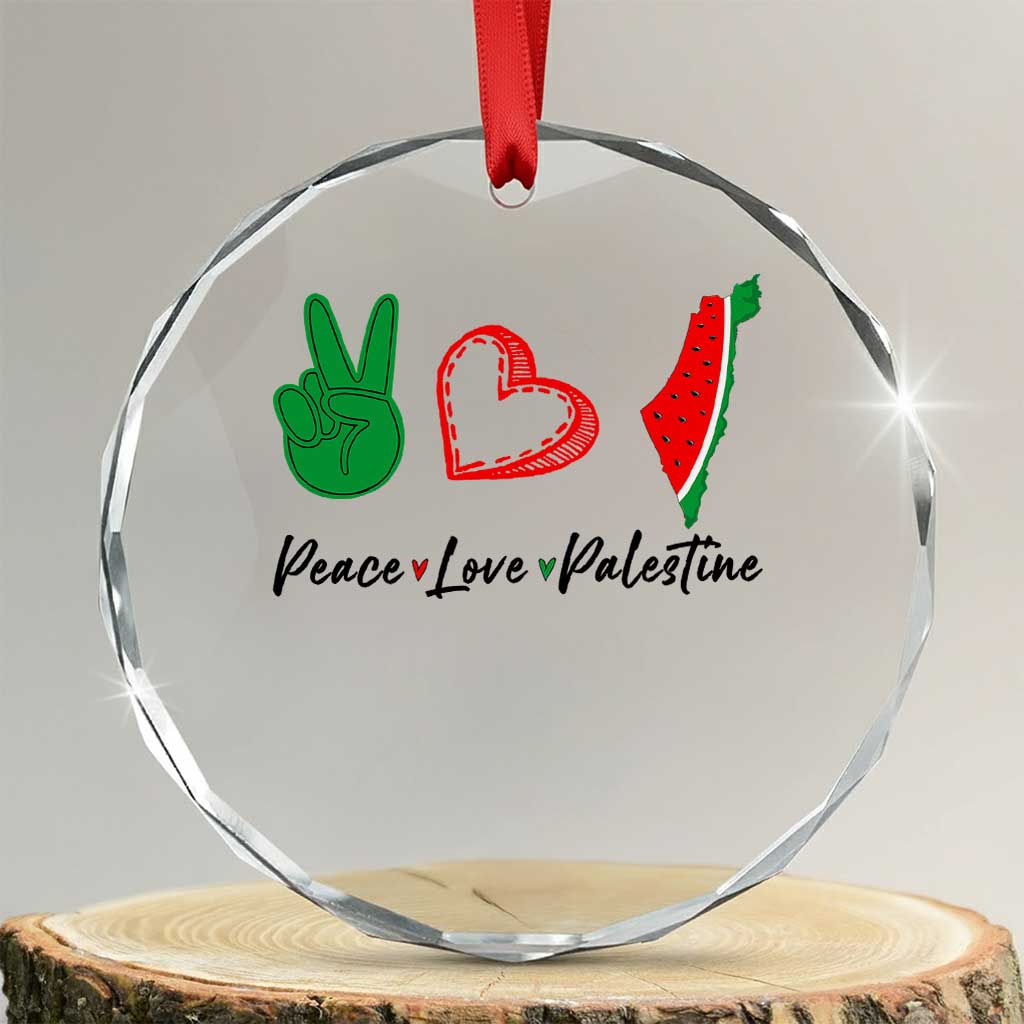 Peace Love Palestine Crystal Glass Ornament Gaza Palestinian Flag TS10