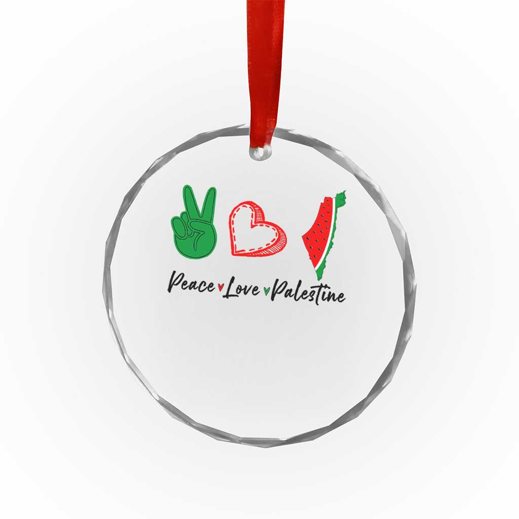 Peace Love Palestine Crystal Glass Ornament Gaza Palestinian Flag TS10