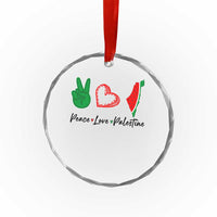 Peace Love Palestine Crystal Glass Ornament Gaza Palestinian Flag TS10