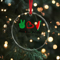 Peace Love Palestine Crystal Glass Ornament Gaza Palestinian Flag TS10