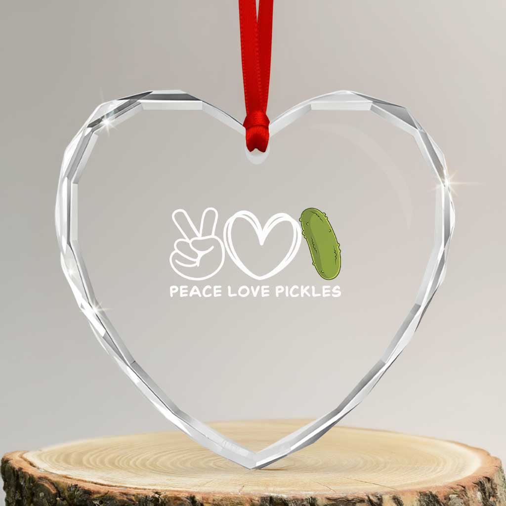 Peace Love Pickles Heart Crystal Glass Ornament - Wonder Print Shop