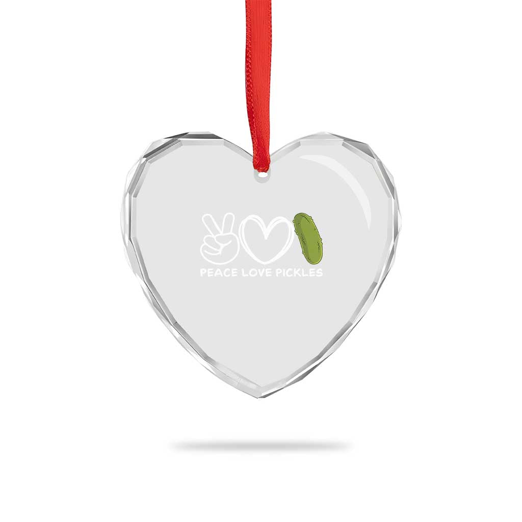 Peace Love Pickles Heart Crystal Glass Ornament - Wonder Print Shop