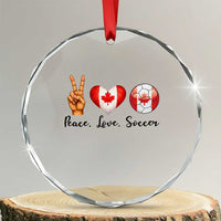 Peace Love Soccer Crystal Glass Ornament Proud Canadian Fan Gift