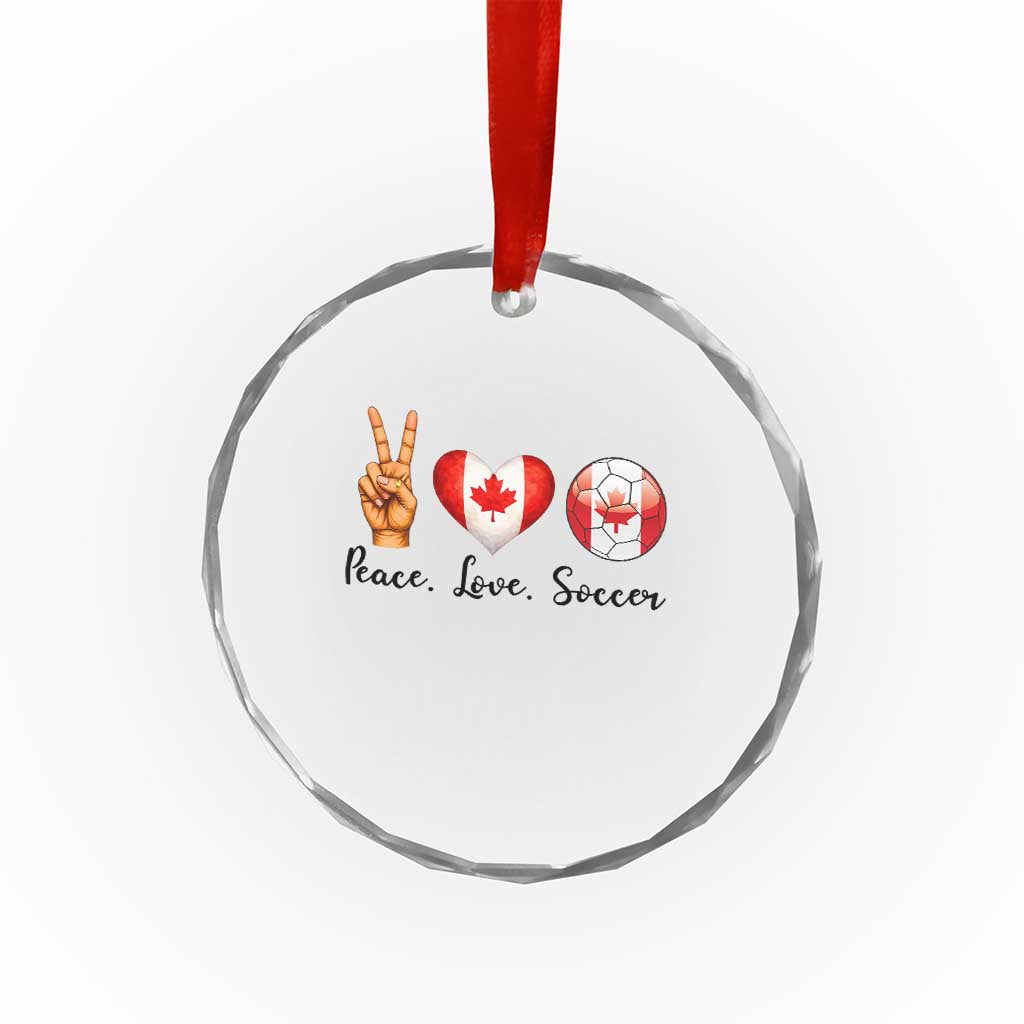 Peace Love Soccer Crystal Glass Ornament Proud Canadian Fan Gift