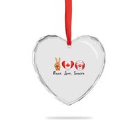 Peace Love Soccer Heart Crystal Glass Ornament Proud Canadian Fan Gift