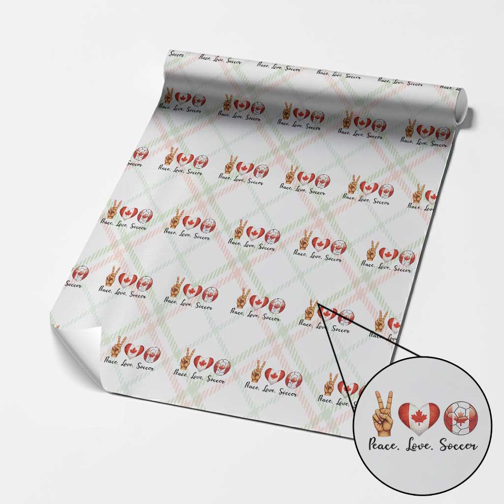Peace Love Soccer Wrapping Paper Roll Proud Canadian Fan Gift