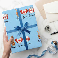 Peace Love Soccer Wrapping Paper Roll Proud Canadian Fan Gift