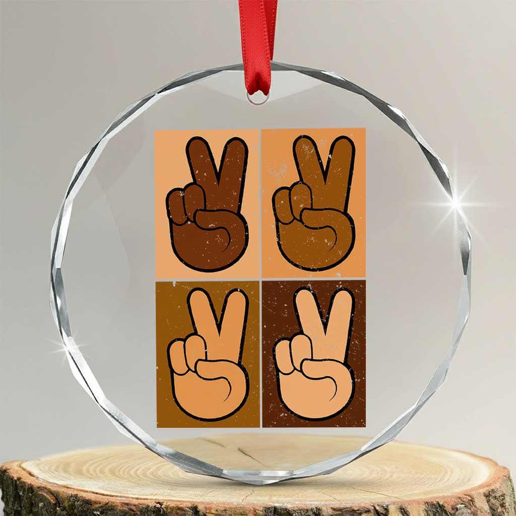 Peace Sign Equality for All Crystal Glass Ornament Peace Out V Fingers Hand Equal Rights - Wonder Print Shop