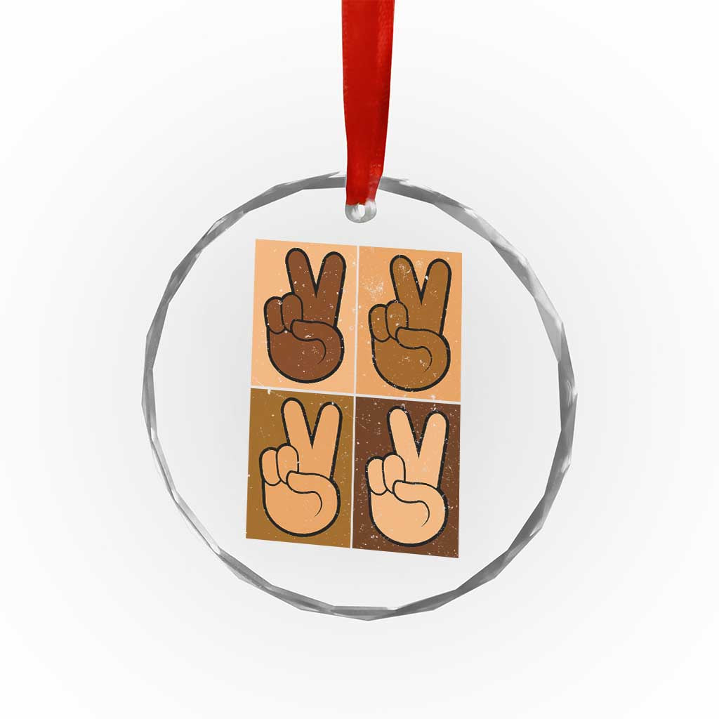 Peace Sign Equality for All Crystal Glass Ornament Peace Out V Fingers Hand Equal Rights - Wonder Print Shop