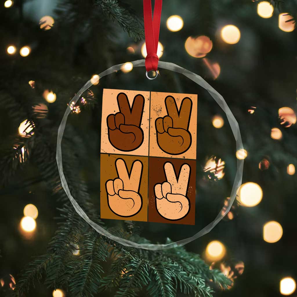 Peace Sign Equality for All Crystal Glass Ornament Peace Out V Fingers Hand Equal Rights - Wonder Print Shop