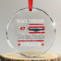 Peace Through Strength Crystal Glass Ornament Patriotic Midnight Hammer Jet American Flag - Wonder Print Shop