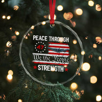 Peace Through Strength Crystal Glass Ornament Patriotic Midnight Hammer Jet American Flag - Wonder Print Shop