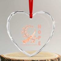Peach Dragonfly Endometrial Cancer Heart Crystal Glass Ornament Hope And Strength