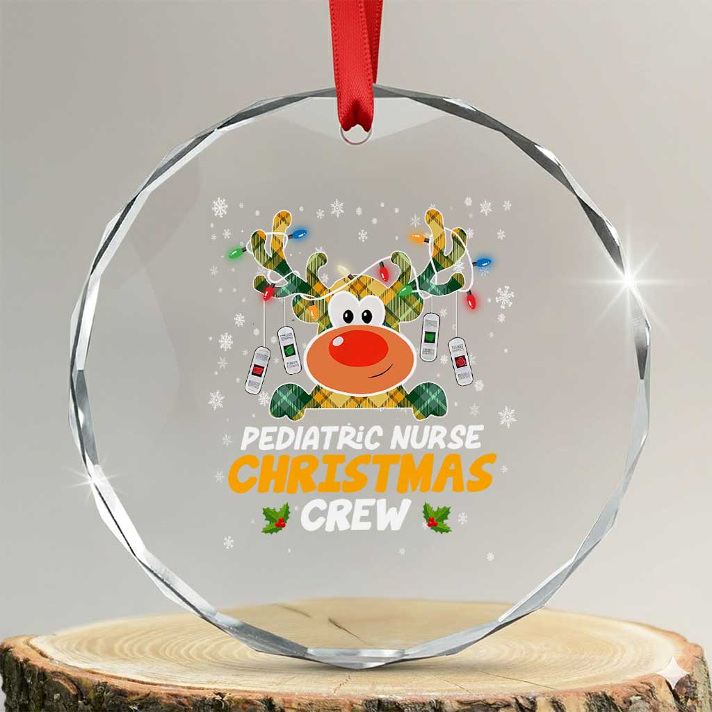 Pediatric Nurse Xmas Crew Cute Reindeer Crystal Glass Ornament TS09