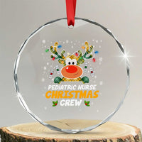 Pediatric Nurse Xmas Crew Cute Reindeer Crystal Glass Ornament TS09