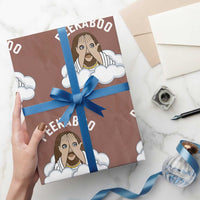 Peekaboo Jesus Funny Christian Wrapping Paper Roll Faith Humor Savior in Clouds Religious Meme