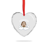 Peekaboo Jesus Funny Christian Heart Crystal Glass Ornament Faith Humor Savior in Clouds Religious Meme