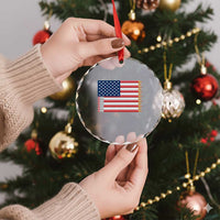 Pencil Stripes USA Flag Crystal Glass Ornament Proud American Teacher Graduation Gift