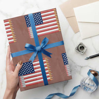 Pencil Stripes USA Flag Wrapping Paper Roll Proud American Teacher Graduation Gift