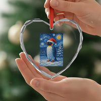 Penguin Christmas Heart Crystal Glass Ornament Starry Night Van Gogh - Wonder Print Shop