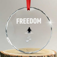 Penguin Freedom Crystal Glass Ornament Funny Nihilist Penguin Hiking Mountains