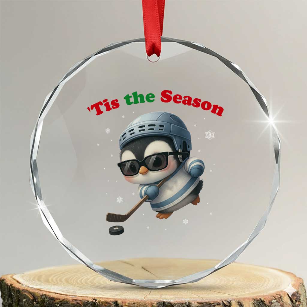 Penguin On Ice Tis The Season Crystal Glass Ornament Funny Christmas Gift - Wonder Print Shop